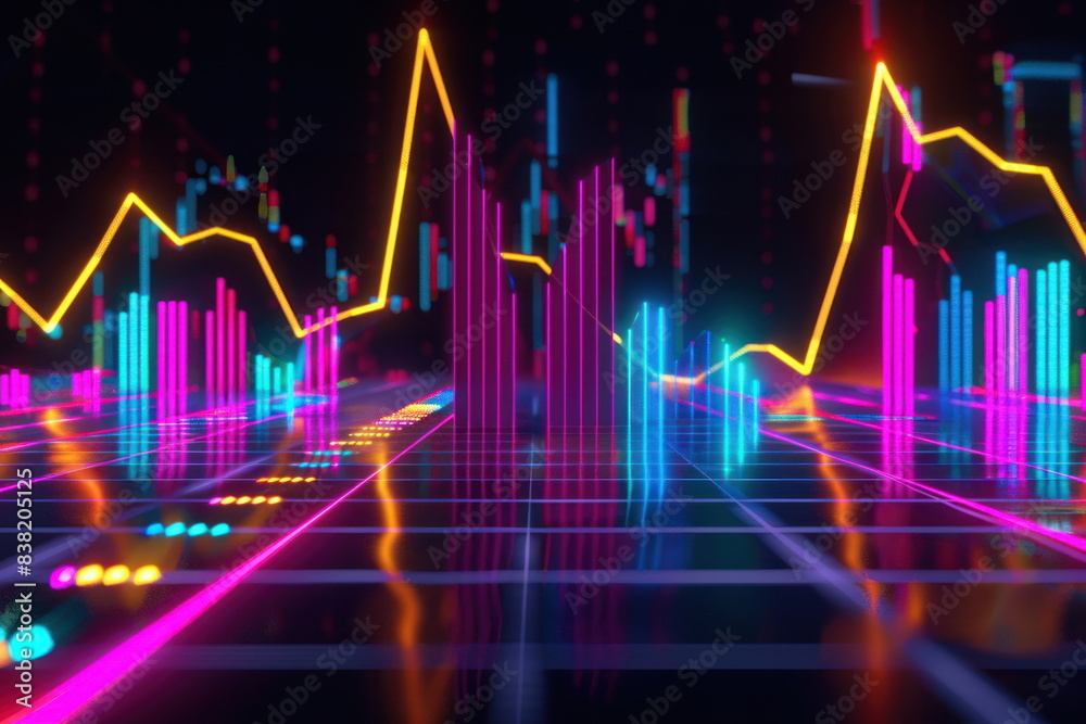 stock market charts with bullish trends, business stock market charts with bullish trends, business