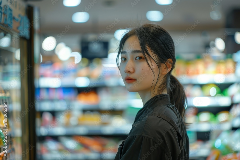 スーパーで買い物する主婦の女性(業務スーパー・家事・買い出し) スーパーで買い物する主婦の女性(業務スーパー・家事・買い出し)