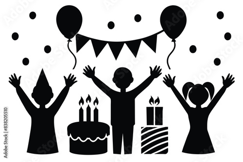 Happy birthday celebration vector silhouette 