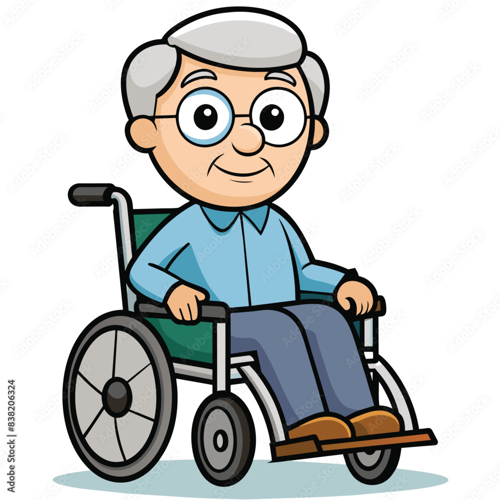 A very elderly man sitting in a wheelchair vector illustration 