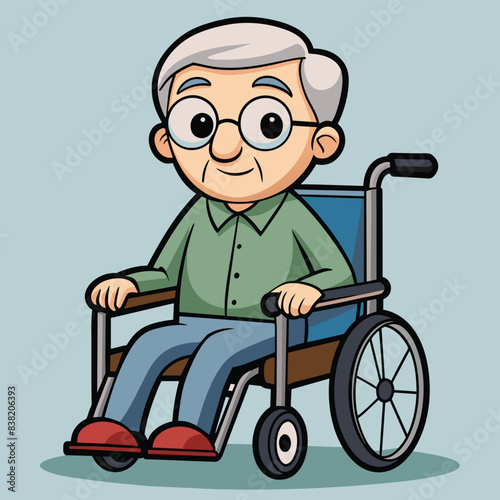 A very elderly man sitting in a wheelchair vector illustration 