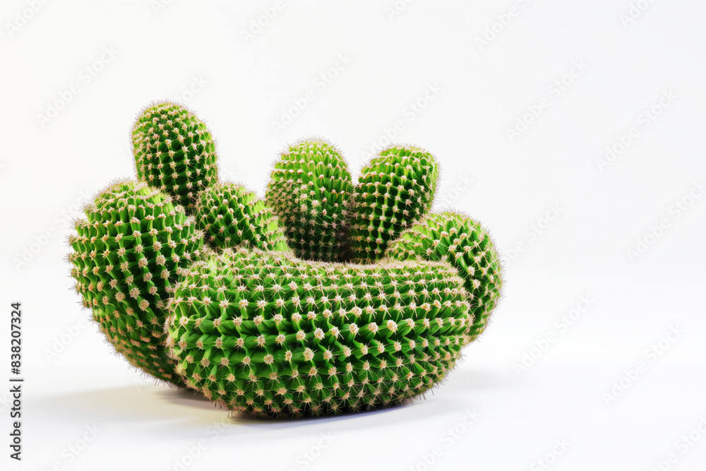 Soft chair in the shape of a cactus, concept of discomfort, hemorrhoids and other rectal problems, isolated on white background Soft chair in the shape of a cactus, concept of discomfort, hemorrhoids and other rectal problems, isolated on white background