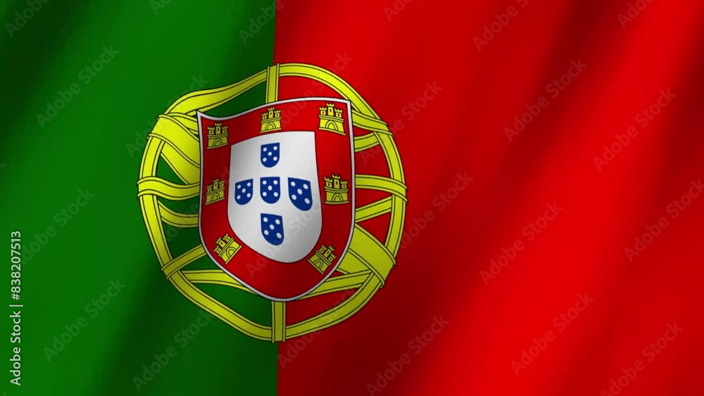 Symbol of Pride The Portuguese Flag Waving Elegantly Symbol of Pride The Portuguese Flag Waving Elegantly