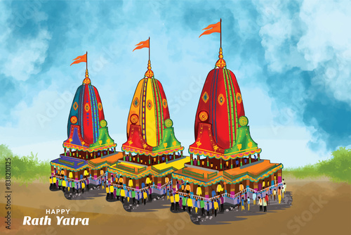 Illustration of lord jagannath rath yatra festival celebration background photo