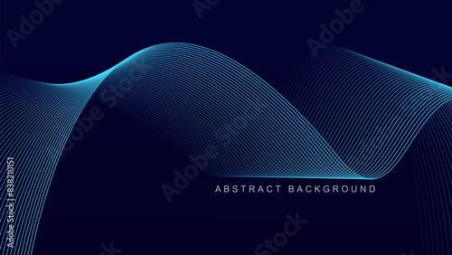 Abstract blue wave line pattern on dark blue background. Futuristic technology concept. Suit for banner, poster, cover, brochure, flyer, website