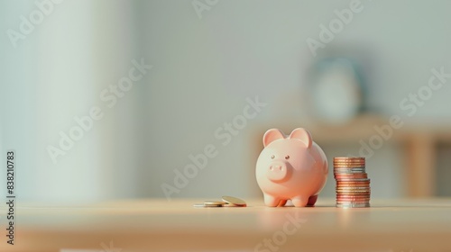 The Piggy Bank with Coins photo