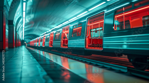 the train travels in an empty subway