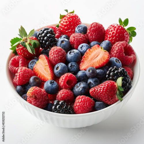 Berries Mixed Vibrant Bowl Strawberries Blueberrie Donzb