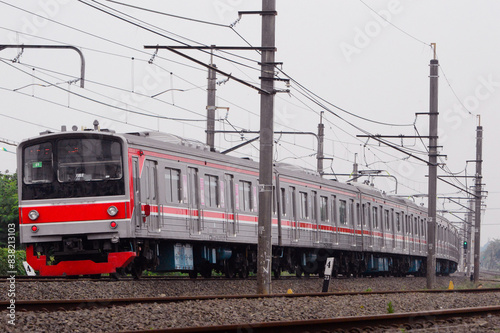 A stopped train waiting for passengers