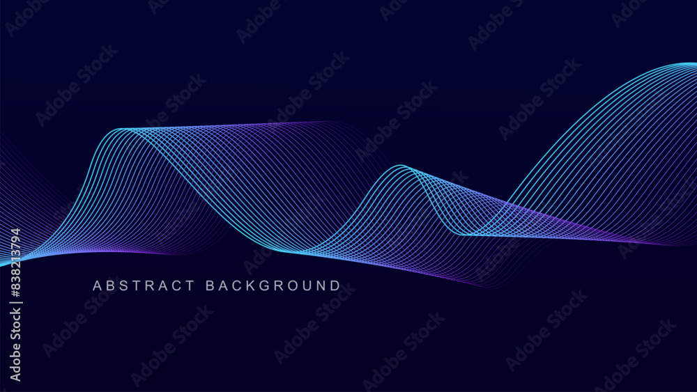 Abstract blue wave line pattern on dark blue background. Futuristic technology concept. Suit for banner, poster, cover, brochure, flyer, website Abstract blue wave line pattern on dark blue background. Futuristic technology concept. Suit for banner, poster, cover, brochure, flyer, website
