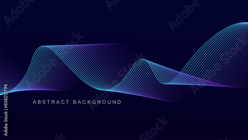 Abstract blue wave line pattern on dark blue background. Futuristic technology concept. Suit for banner, poster, cover, brochure, flyer, website
