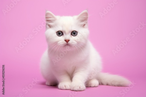 Portrait of a cute munchkin cat over solid color backdrop © Markus Schröder