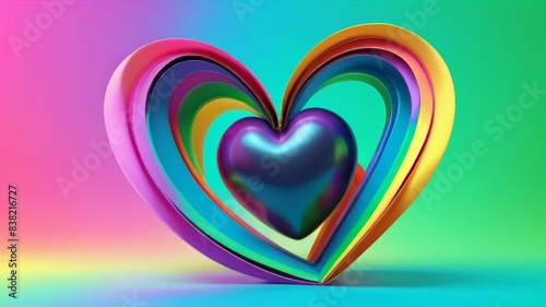 a heart shaped object with a multicolored background.