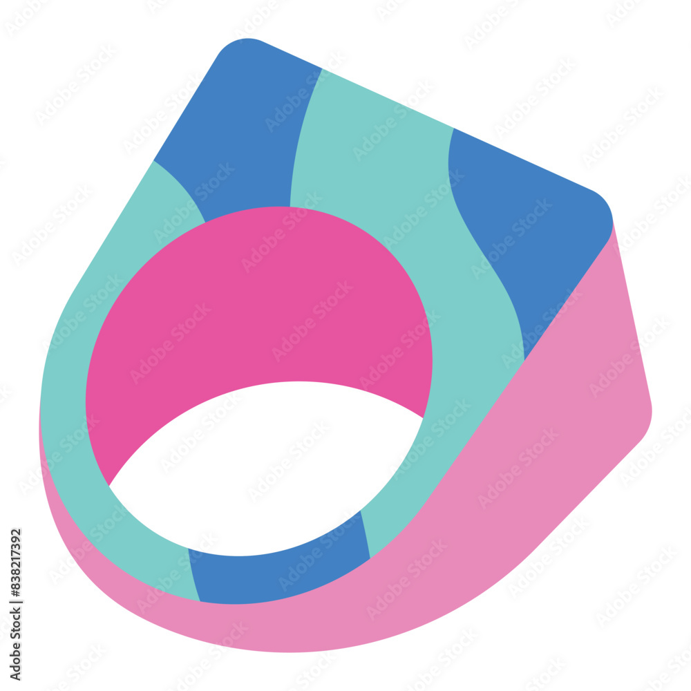 Retro plastic ring, fashion and style of the 90s