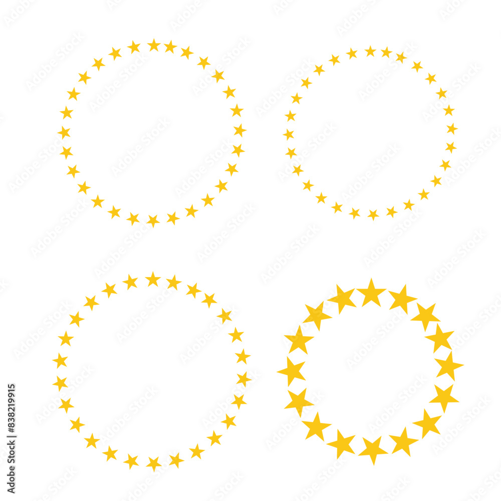 Stars surrounded by yellow circles vector , isolated on white background ,Vector illustration EPS 10 Stars surrounded by yellow circles vector , isolated on white background ,Vector illustration EPS 10