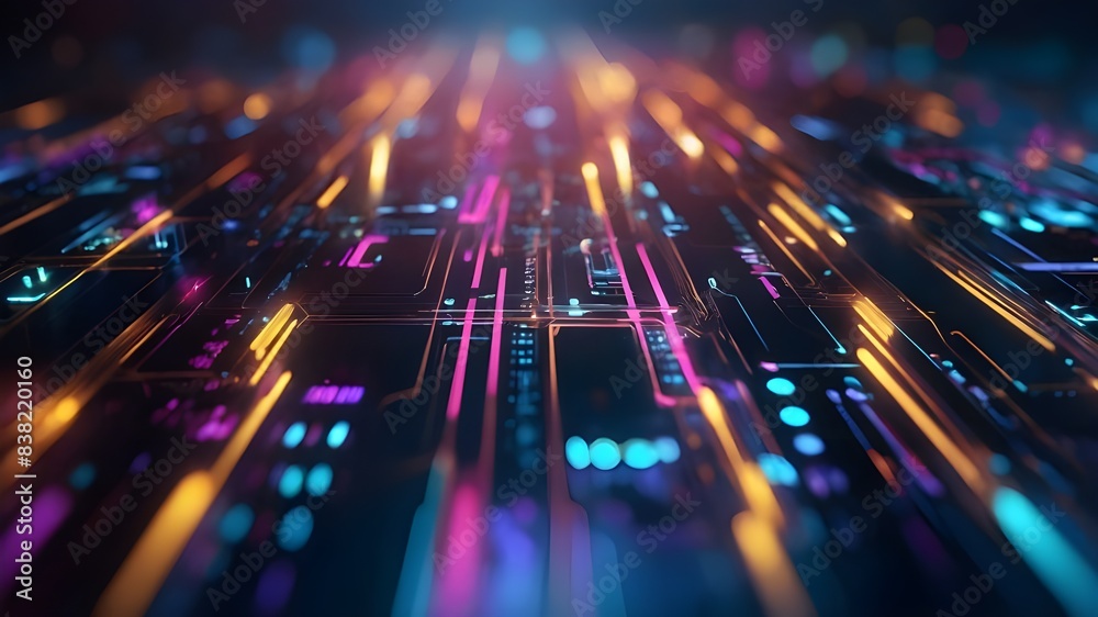 Futuristic Abstract Background with Bokeh and Tech Elements ...