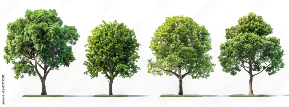 Fototapeta premium Set of 3d renders of jungle rain forest trees cutouts