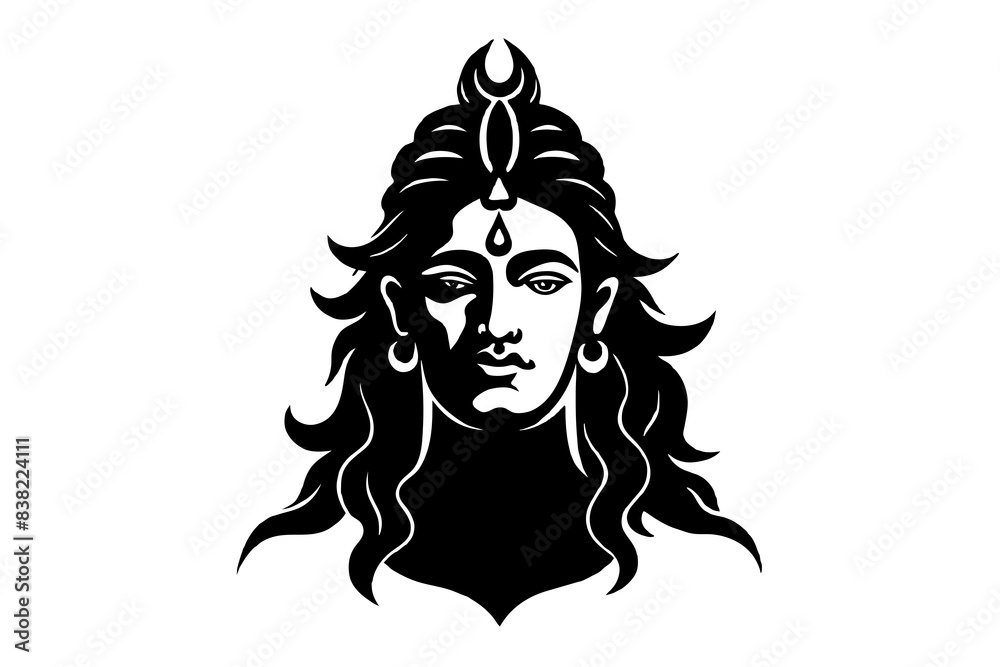 Lord Shiva face silhouette vector illustration Lord Shiva face silhouette vector illustration
