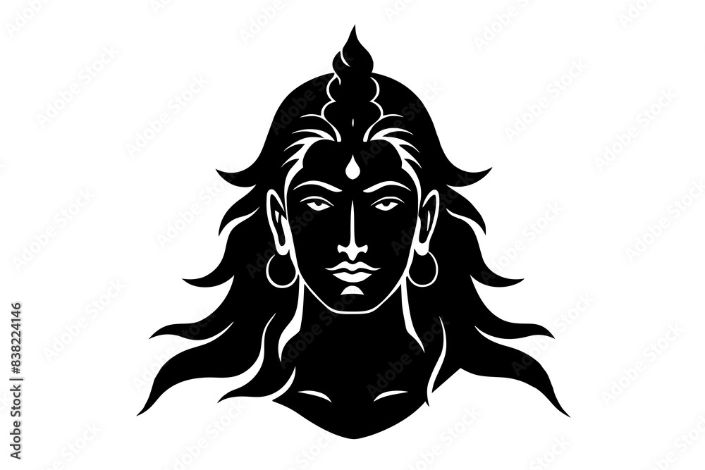 Lord Shiva face silhouette vector illustration Lord Shiva face silhouette vector illustration