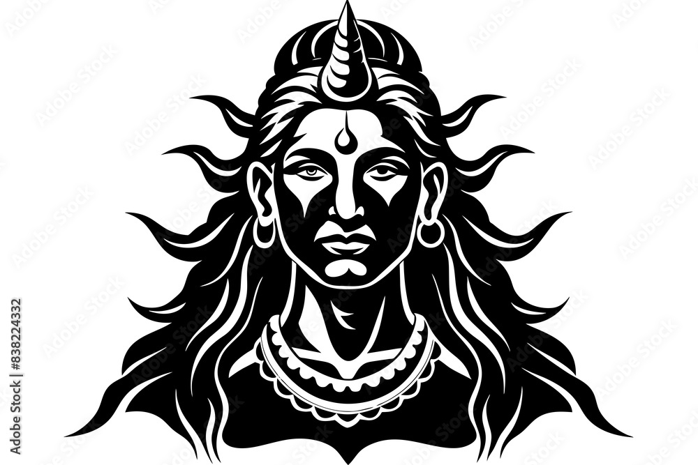 Lord Shiva face silhouette vector illustration Lord Shiva face silhouette vector illustration