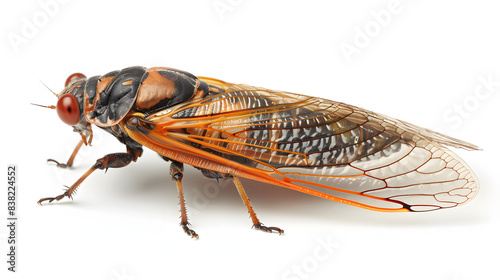 macro of a 13-year periodic cicada isolated on white background, detailed, png © Anton