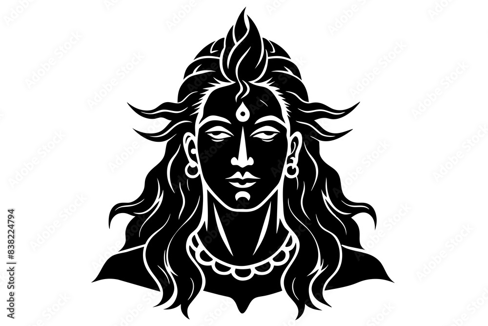 Lord Shiva face silhouette vector illustration Lord Shiva face silhouette vector illustration