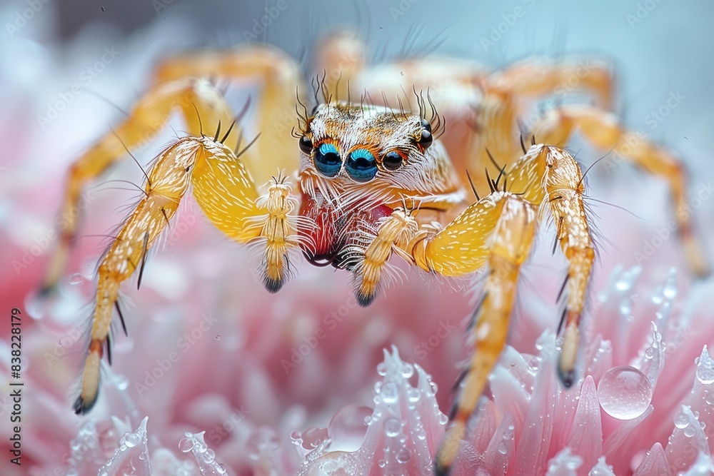 Naklejka premium extrem super macro, thomisidae spider, common name crab spide