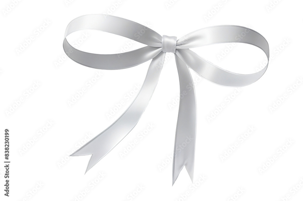 white ribbon bows on a transparent background