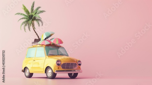 Campervan for holiday travel to welcome summertime. Copy spcae background photo