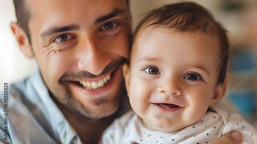 Portrait of a father and son smiling on the camera Portrait of a father and son smiling on the camera