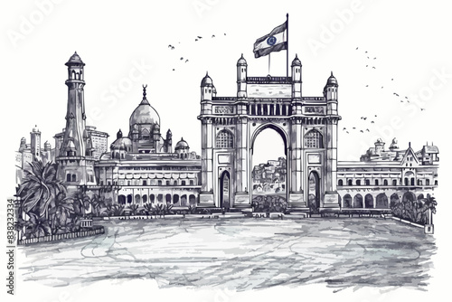 India gate Vector illustration of happy independence day in India celebration on August 15. vector