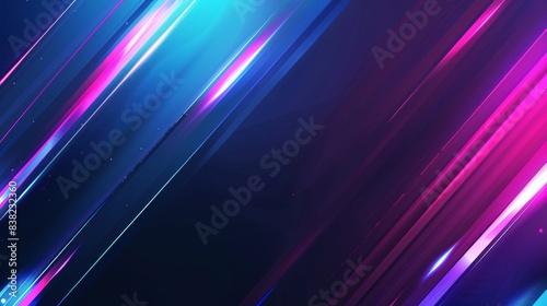 This is a 3D render of an abstract simple background illuminated by pink, blue neon neon lights.