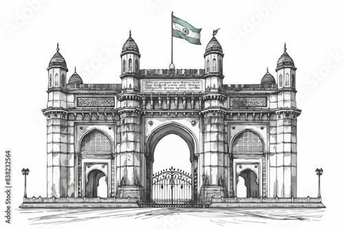 India gate Vector illustration of happy independence day in India celebration on August 15. vector