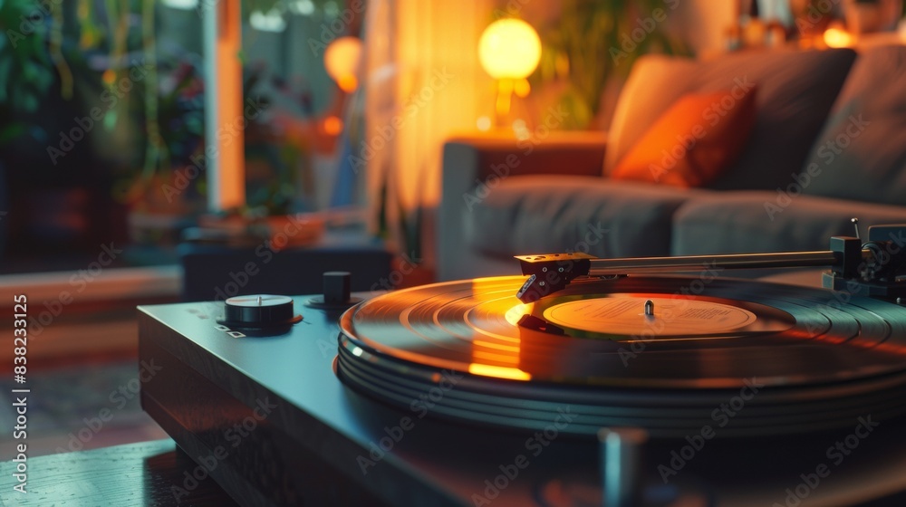 Obraz premium Cozy Living Room with Vinyl Record Player