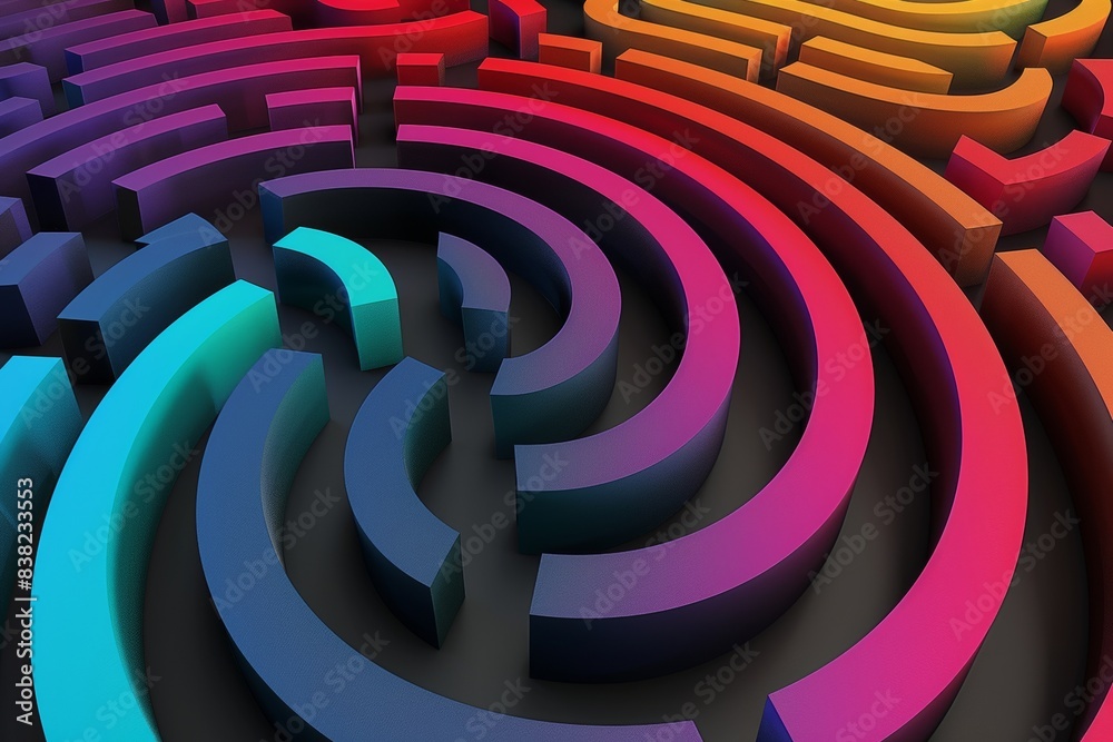 Abstract background of stylized fingerprints with smooth lines of gradient multicolor waves on a 3D render with depth of field Abstract background of stylized fingerprints with smooth lines of gradient multicolor waves on a 3D render with depth of field