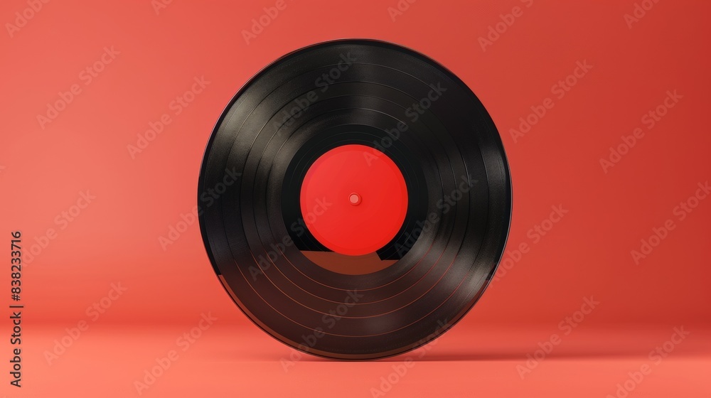 Fototapeta premium Vinyl Record on Red Background