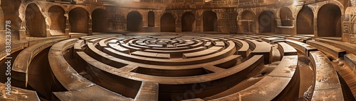 Dive into the subconscious with a wide-angle shot of a surreal maze inside a brain-shaped labyrinth Play with unexpected camera angles to bring out the complexities of the mind thr photo