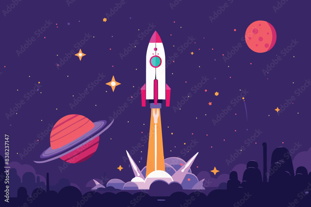 Fototapeta premium space vector illustration and alien astronaunts