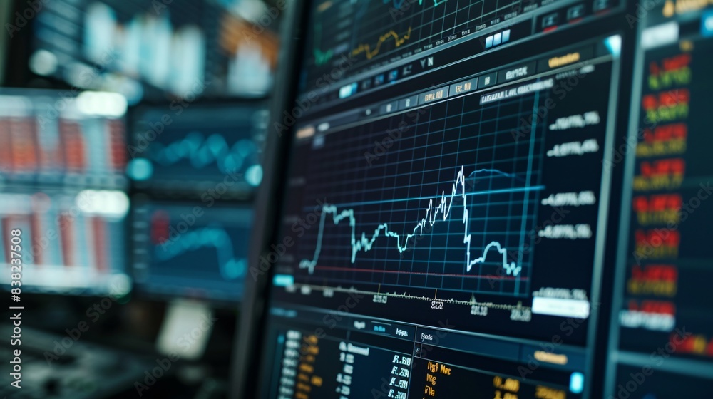 A close-up of a computer monitor showing a financial trading platform with real-time stock data A close-up of a computer monitor showing a financial trading platform with real-time stock data
