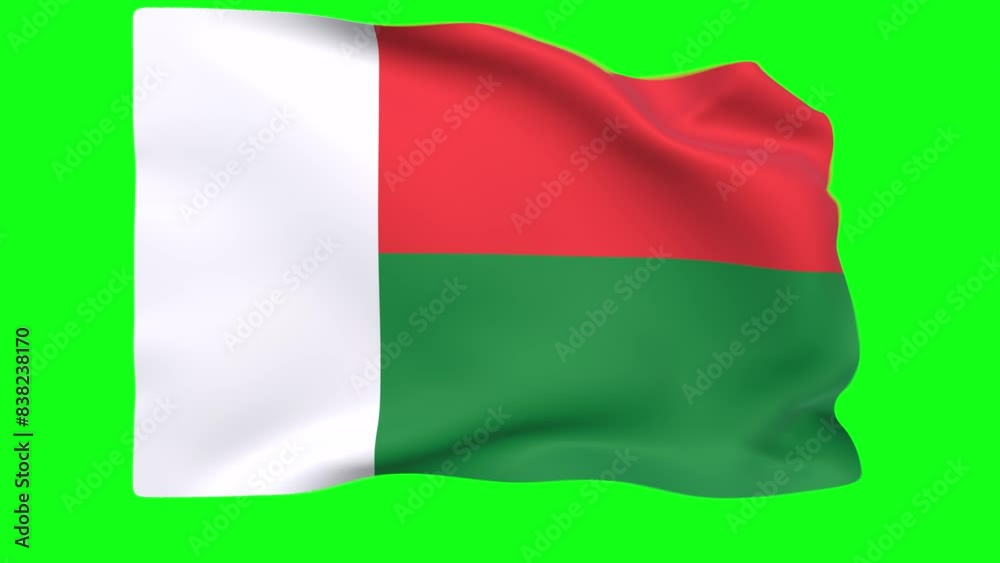 Waving flag of Madagascar Animation 3D render Method Waving flag of Madagascar Animation 3D render Method