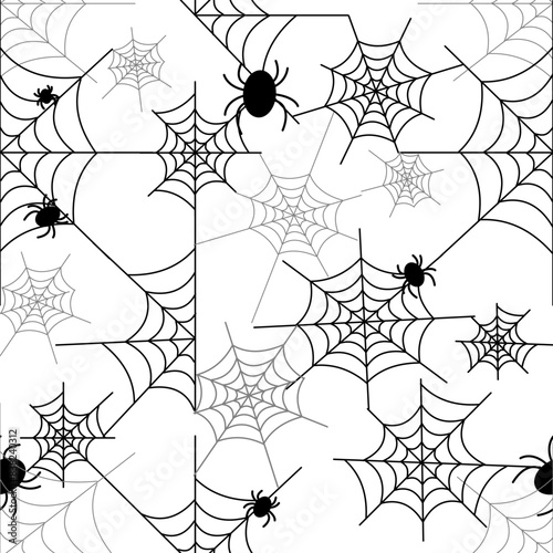 Black and white spider halloween festival background vector