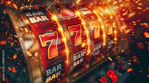 Banner for an online casino with a slot machine.