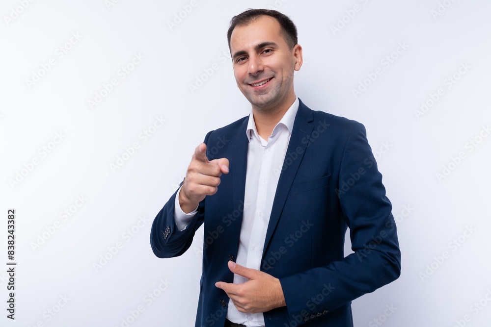 Smart handsome caucasian man dressed in a business look on a white background Smart handsome caucasian man dressed in a business look on a white background