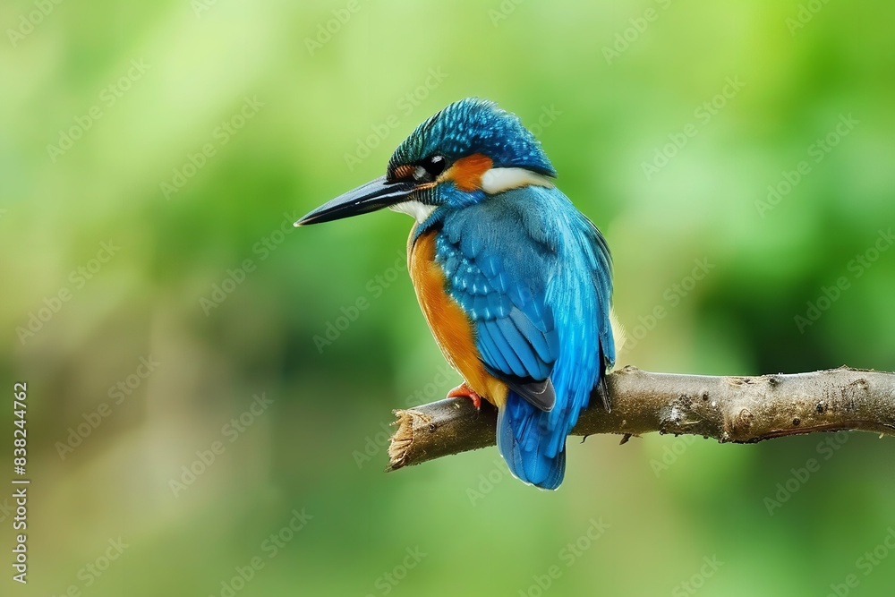 A vibrant kingfisher bird sitting on a branch, Generative AI. A vibrant kingfisher bird sitting on a branch, Generative AI.
