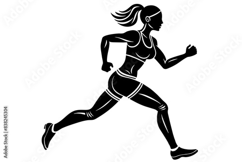 while jogging silhouette vector illustration