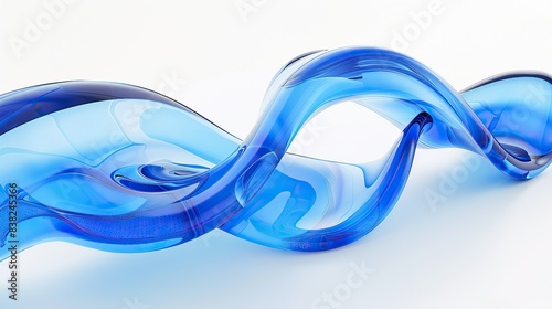 Bright sapphire wave abstract design, brilliant and deep, isolated on a white backdrop