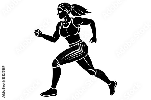 while jogging silhouette vector illustration