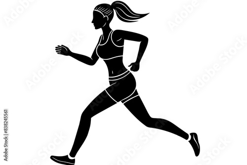 while jogging silhouette vector illustration