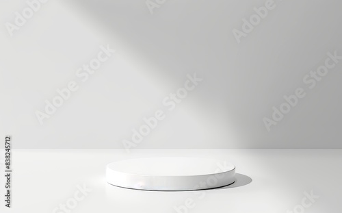 3D rendering of a white podium on a white background