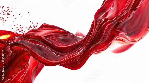 Bright scarlet wave abstract background, bold and fiery, isolated on white photo